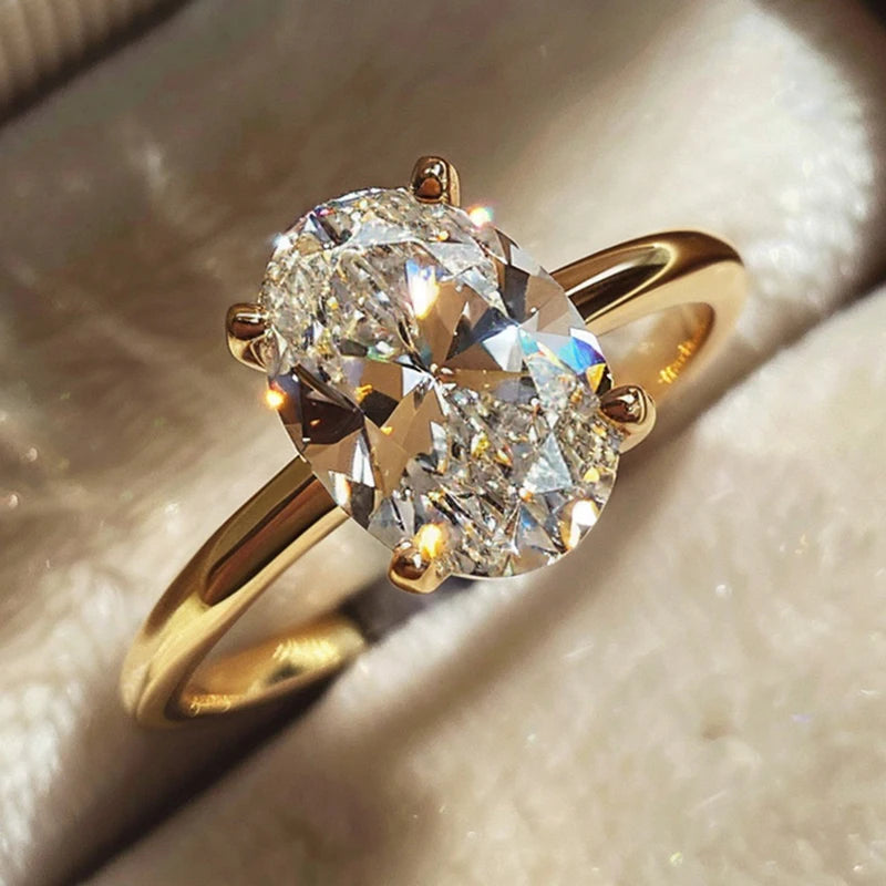 925 Sterling Silve 1-8CT Zircon Gorgeous Shiny Oval Stone Ring for Women Engagement Wedding Luxury High Quality Fine Jewelry