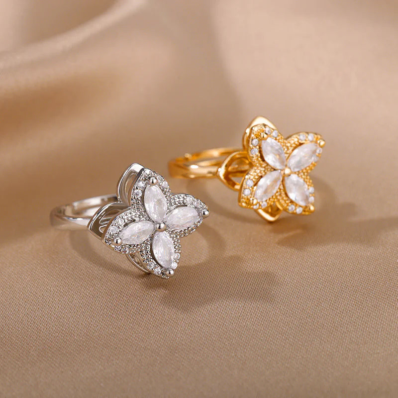 Elegante Anillo Giratorio de Flor