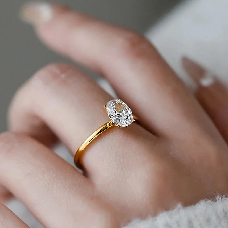 925 Sterling Silve 1-8CT Zircon Gorgeous Shiny Oval Stone Ring for Women Engagement Wedding Luxury High Quality Fine Jewelry