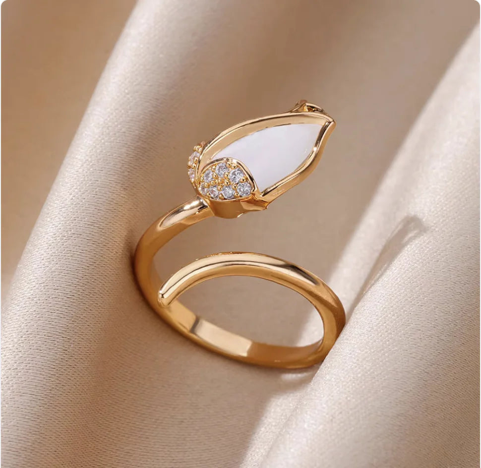 Anillo Floral Ajustable Hoja