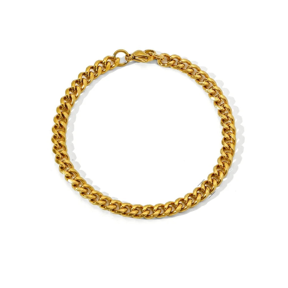 Gold Color Stainless Steel Cuban Chain Men'S Bracelet Simple Retro Bracelet for Women Hip Hop Jewelry Trend Accessories Gift