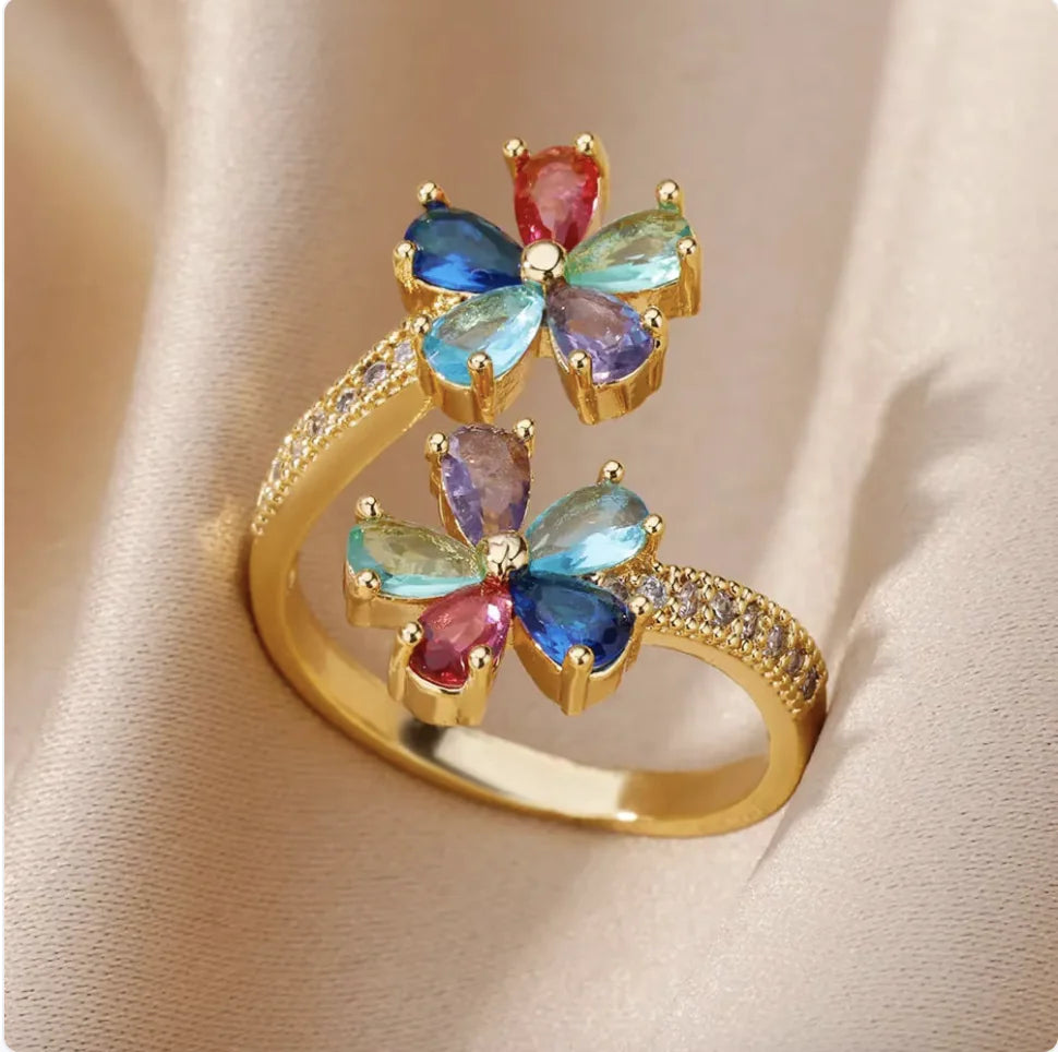Anillo Floral Doble Colorido
