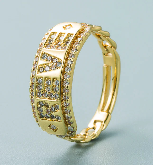 Anillo de Cadena de Cristal Plateado