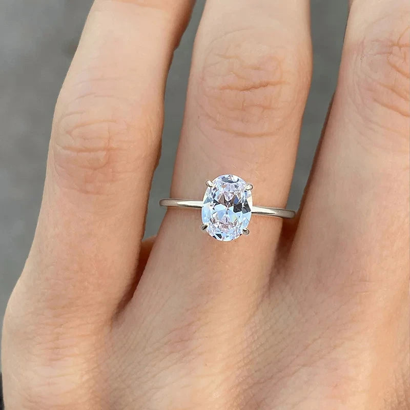 925 Sterling Silve 1-8CT Zircon Gorgeous Shiny Oval Stone Ring for Women Engagement Wedding Luxury High Quality Fine Jewelry