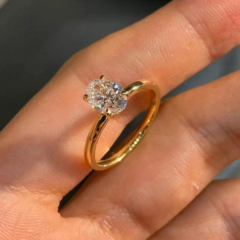 925 Sterling Silve 1-8CT Zircon Gorgeous Shiny Oval Stone Ring for Women Engagement Wedding Luxury High Quality Fine Jewelry