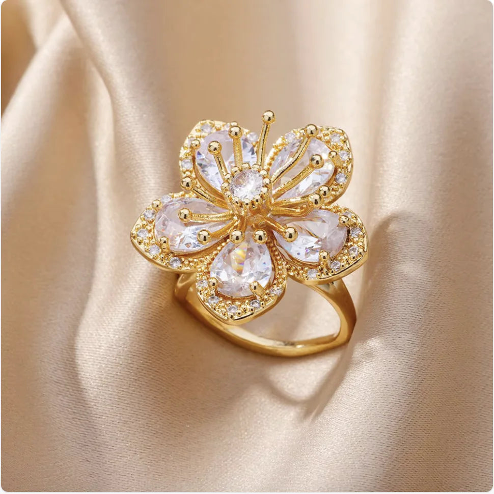 Anillo Floral Diamante